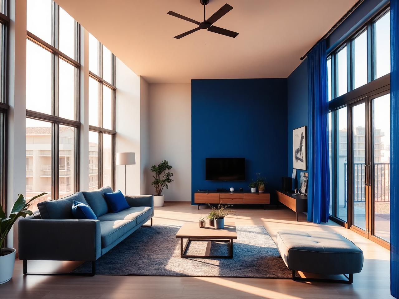 Salon lumineux d'un appartement moderne à Kinshasa